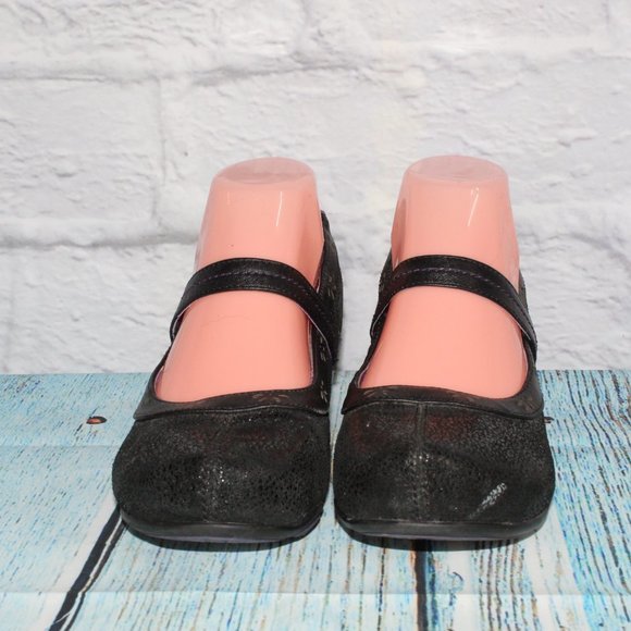 Jambu Muse Black Leather Mary Jane Style Wedge Shoes Size 7 M - Picture 3 of 9